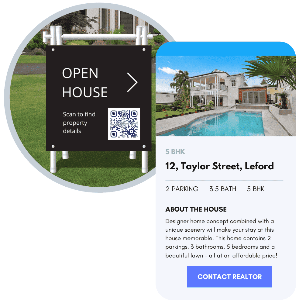 Property ads with QR Codes to view the property