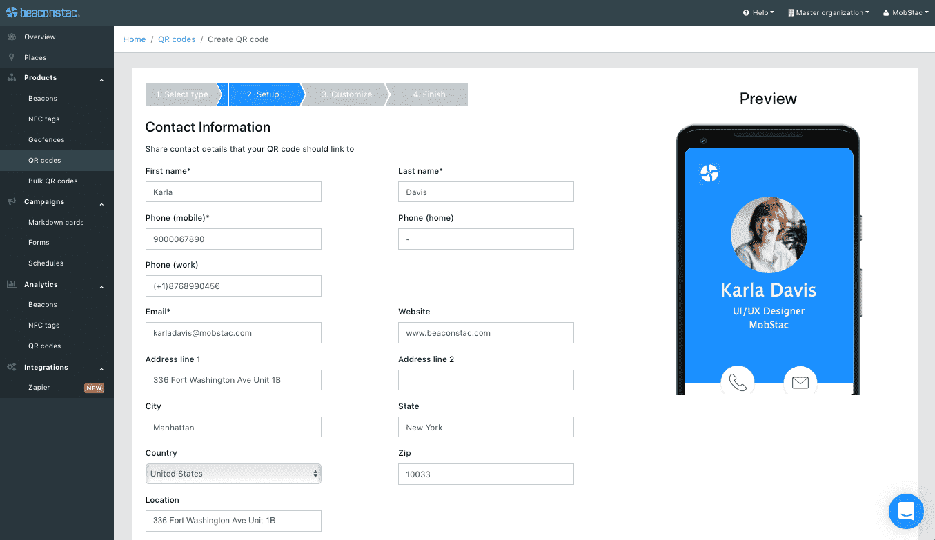 Fill details in vCard QR Code generator Fill details in vCard QR Code generator